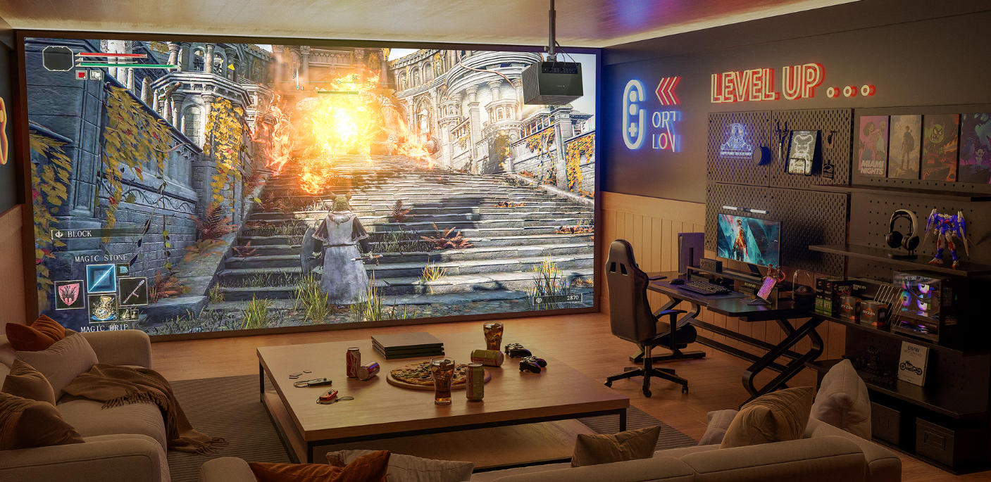 ein separates Spielzimmer mit Beamer