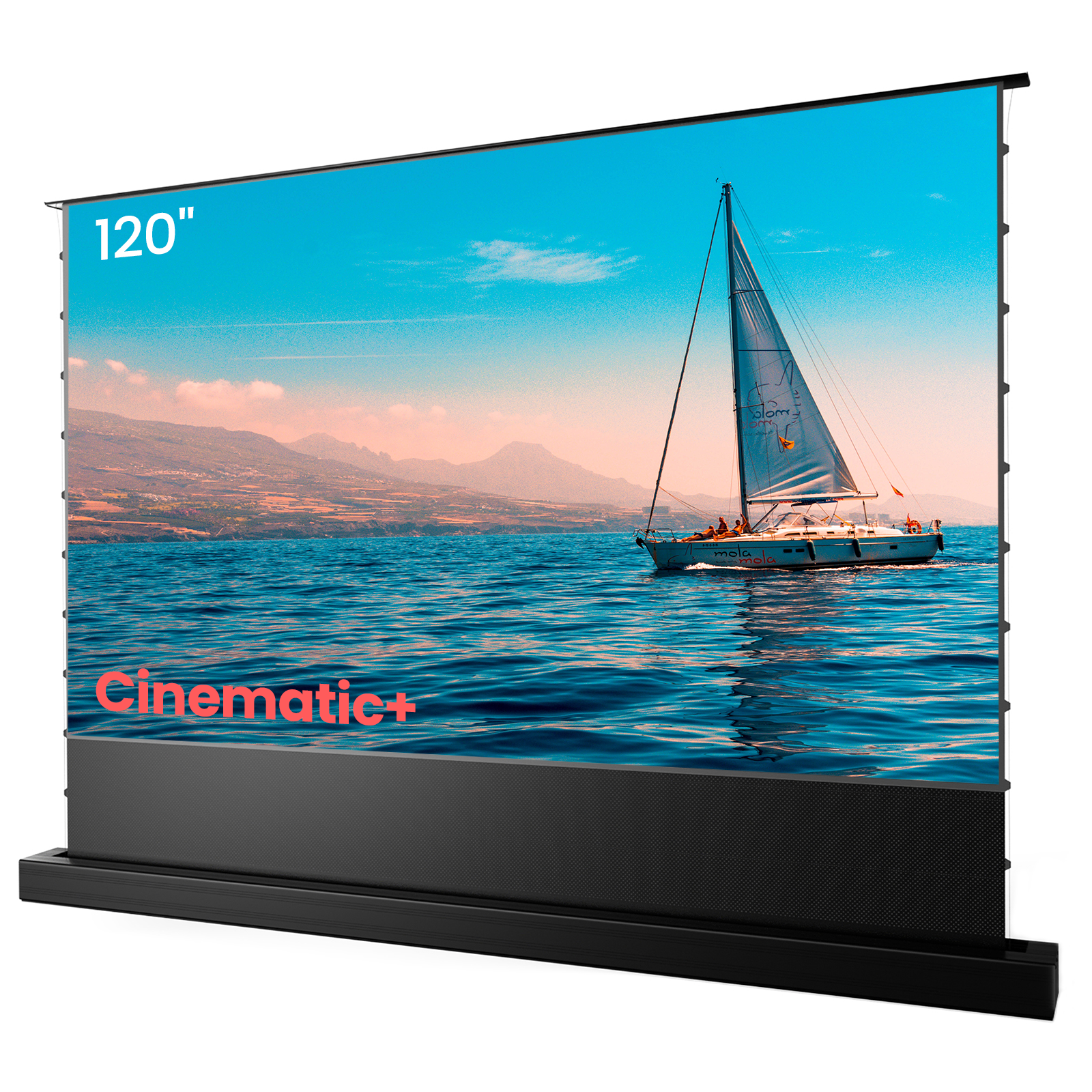 AWOL Vision Cinematic+ 120 Zoll beamer leinwand elektrisch motorisiert mit Segelbild und hoher Farbbrillanz.