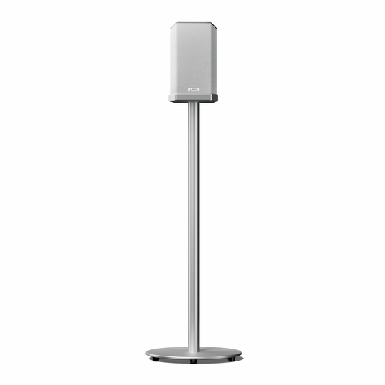 AWOL ThunderBeat Bodenständer mit montiertem Lautsprecher in elegantem Silberdesign für perfekte Klangplatzierung.