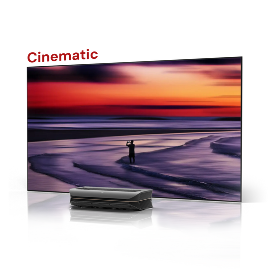 Der LTV-3000 Pro zeigt auf der Cinematic ALR Leinwand ein detailreiches Bild mit hoher Farbbrillanz bei dunkler Umgebung.