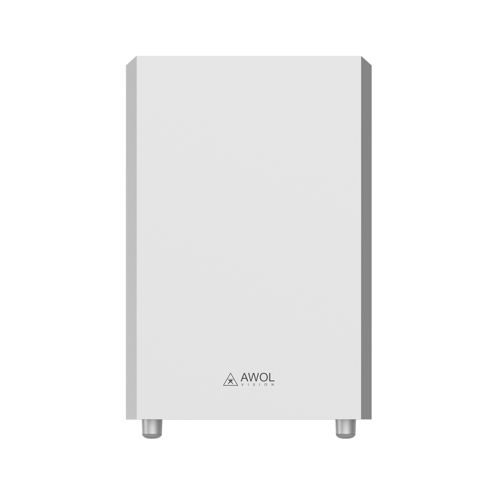 AWOL Vision aktiver Subwoofer in Weiß für kabelloses Heimkino Surround‑Sound‑System mit kraftvollem Bass.