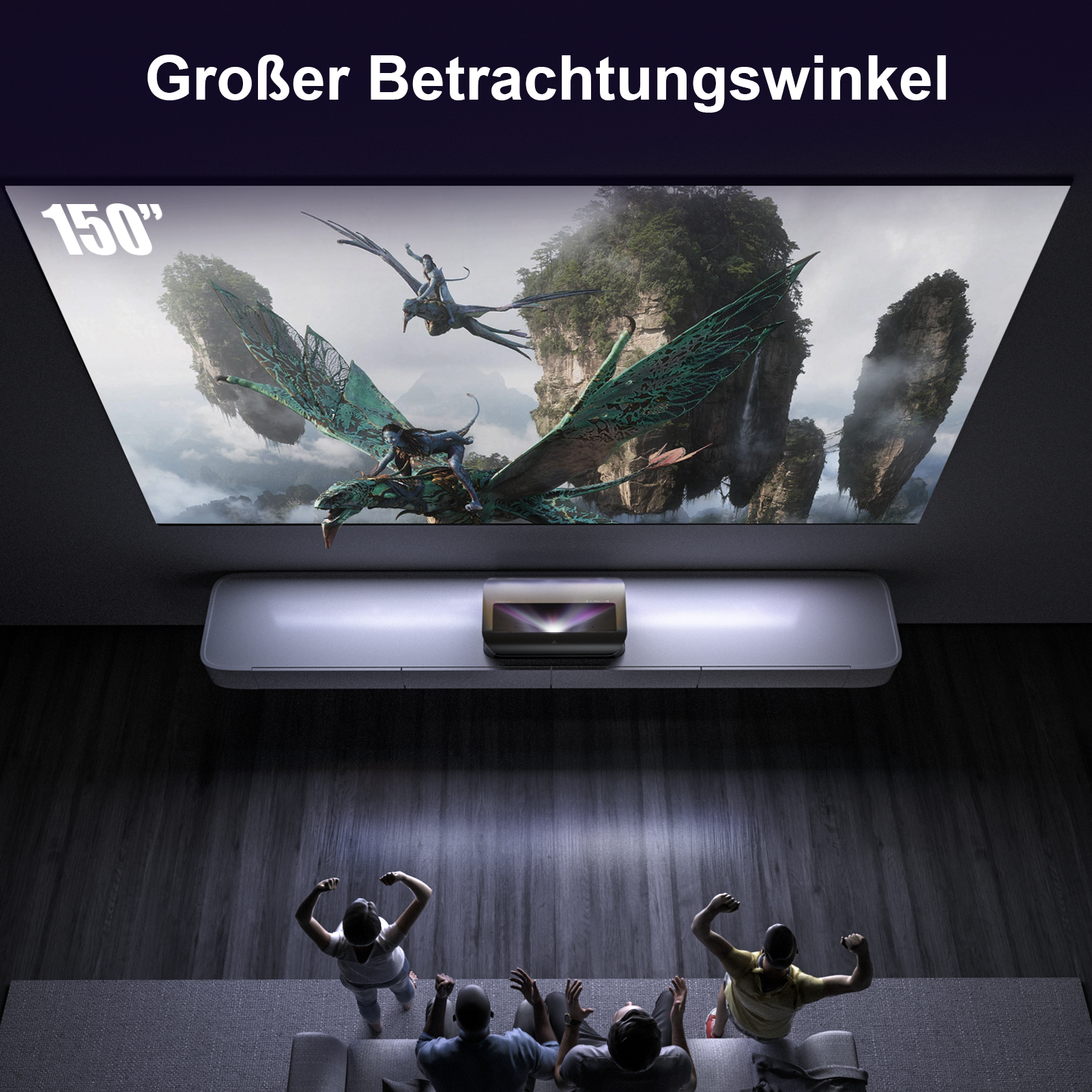 3D Brille für großes Heimkino mit 150 Zoll Leinwand und weitem Betrachtungswinkel für beeindruckendes Filmvergnügen.
