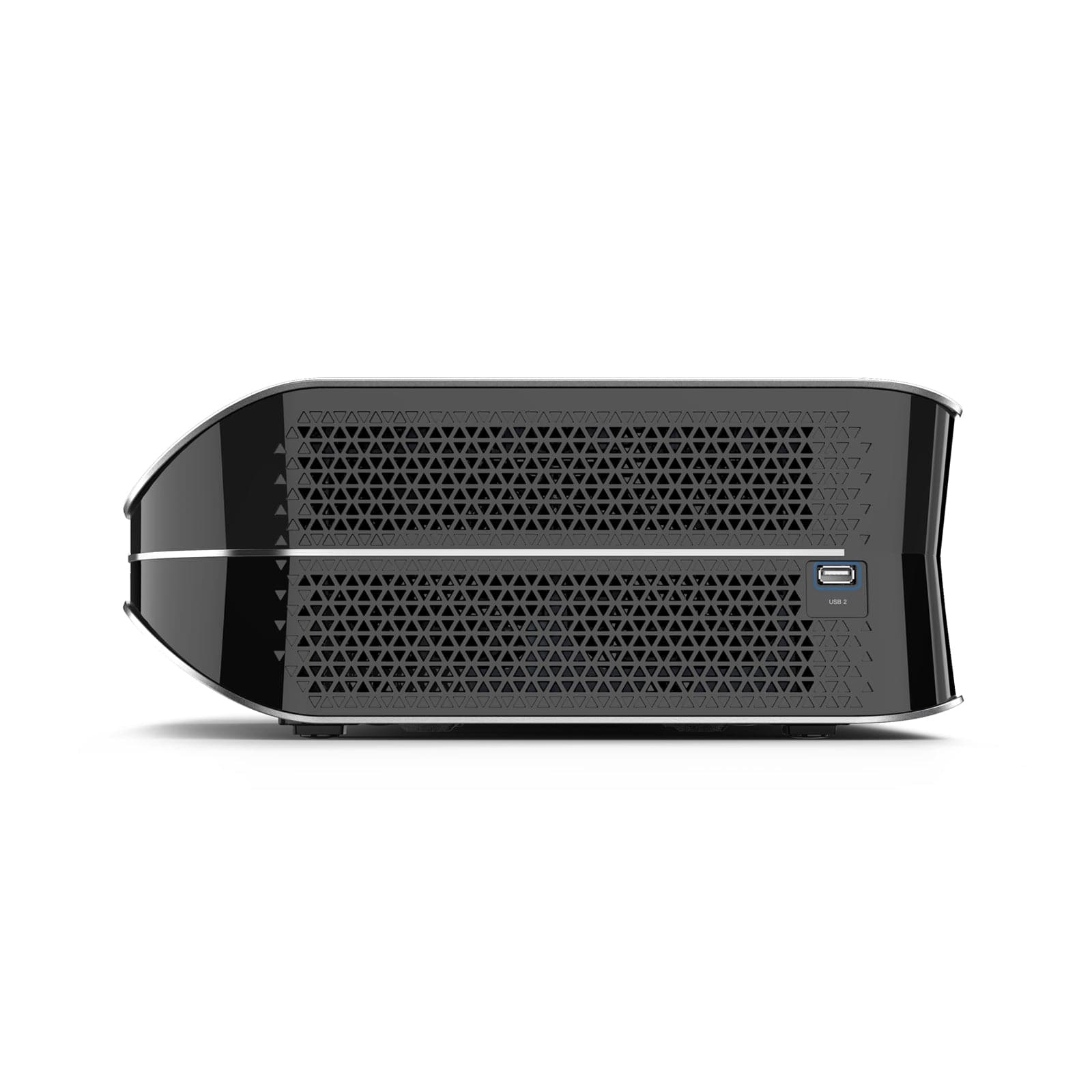 AWOL Vision LTV-2500 4K HDR Laser Beamer Seitenansicht mit USB-Anschluss.