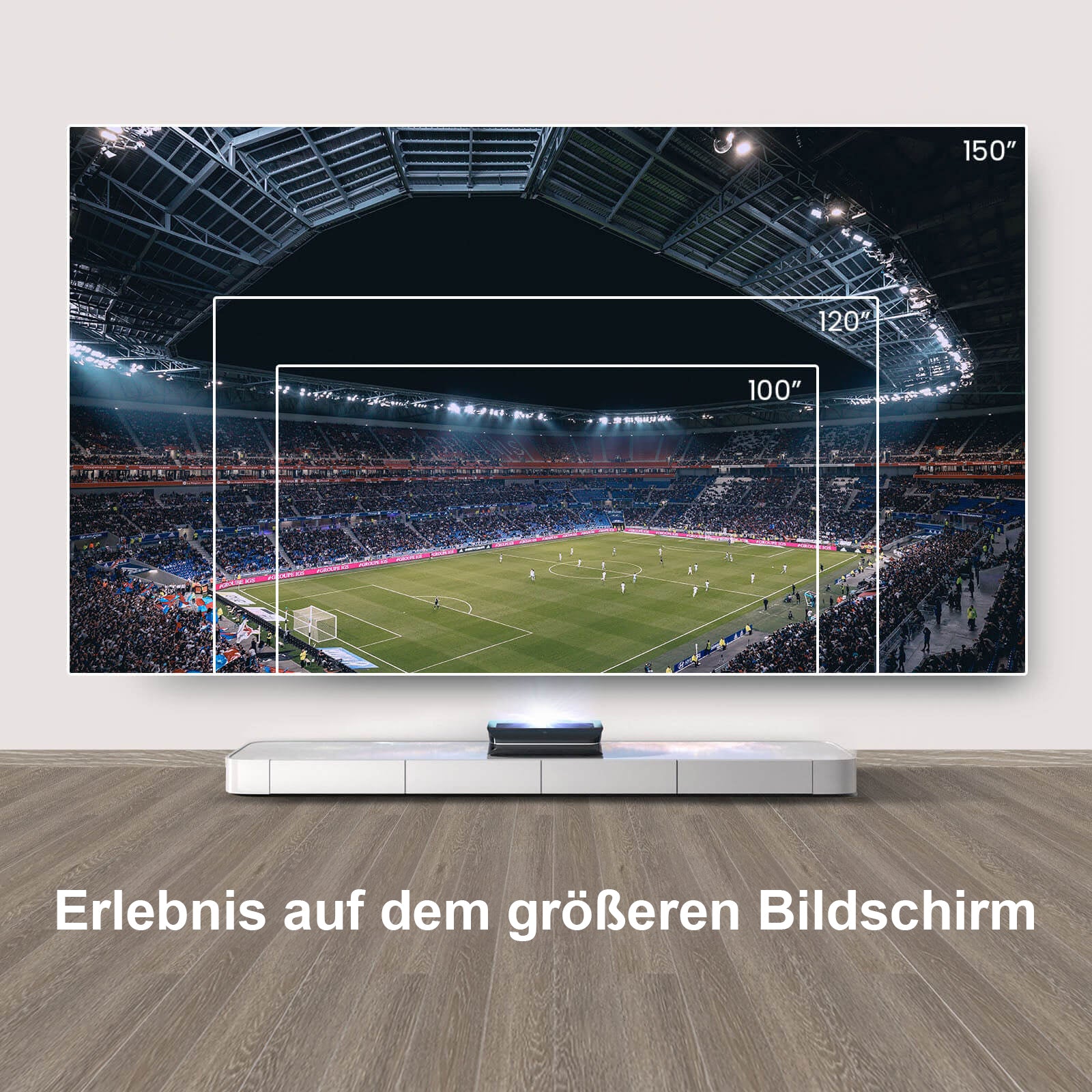 AWOL Vision 150 Zoll Ultrakurzdistanz Beamer Leinwand – echtes Stadiongefühl auf großem Format erleben.