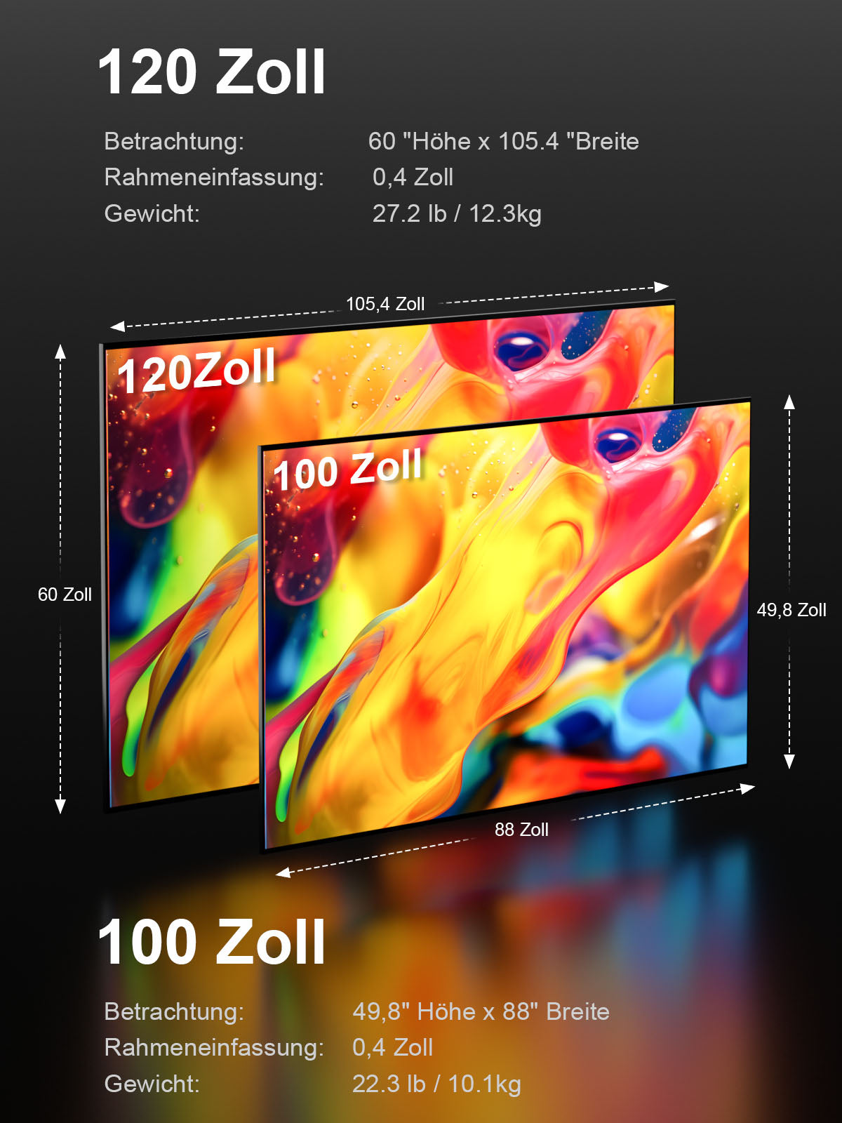 100'' -150'' Matte white canvas