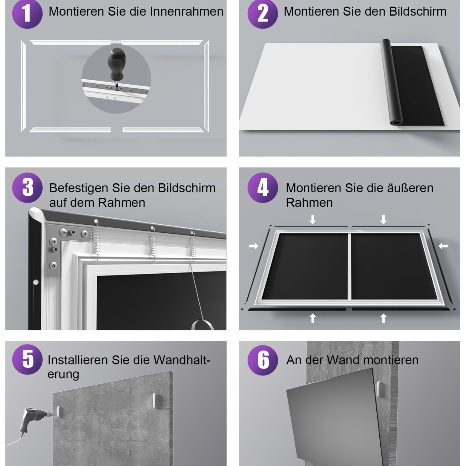 Einfache Wandmontage der AWOL Vision Cinematic ALR Leinwand in 6 Schritten.