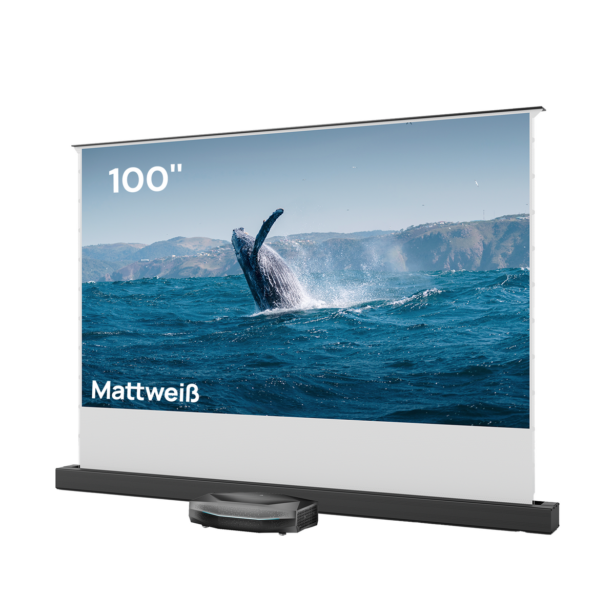 Aetherion Pro+100'' -120'' Mattweiße Bodenaufsteigende Leinwand Paket