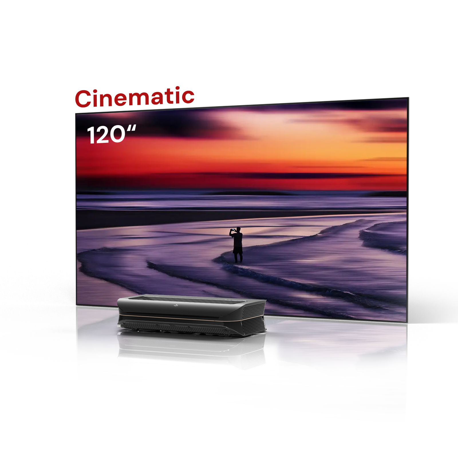 Mit der 120 Zoll Cinematic ALR Leinwand liefert der LTV-3000 Pro klare und kontrastreiche Bilder für immersive Filmerlebnisse.