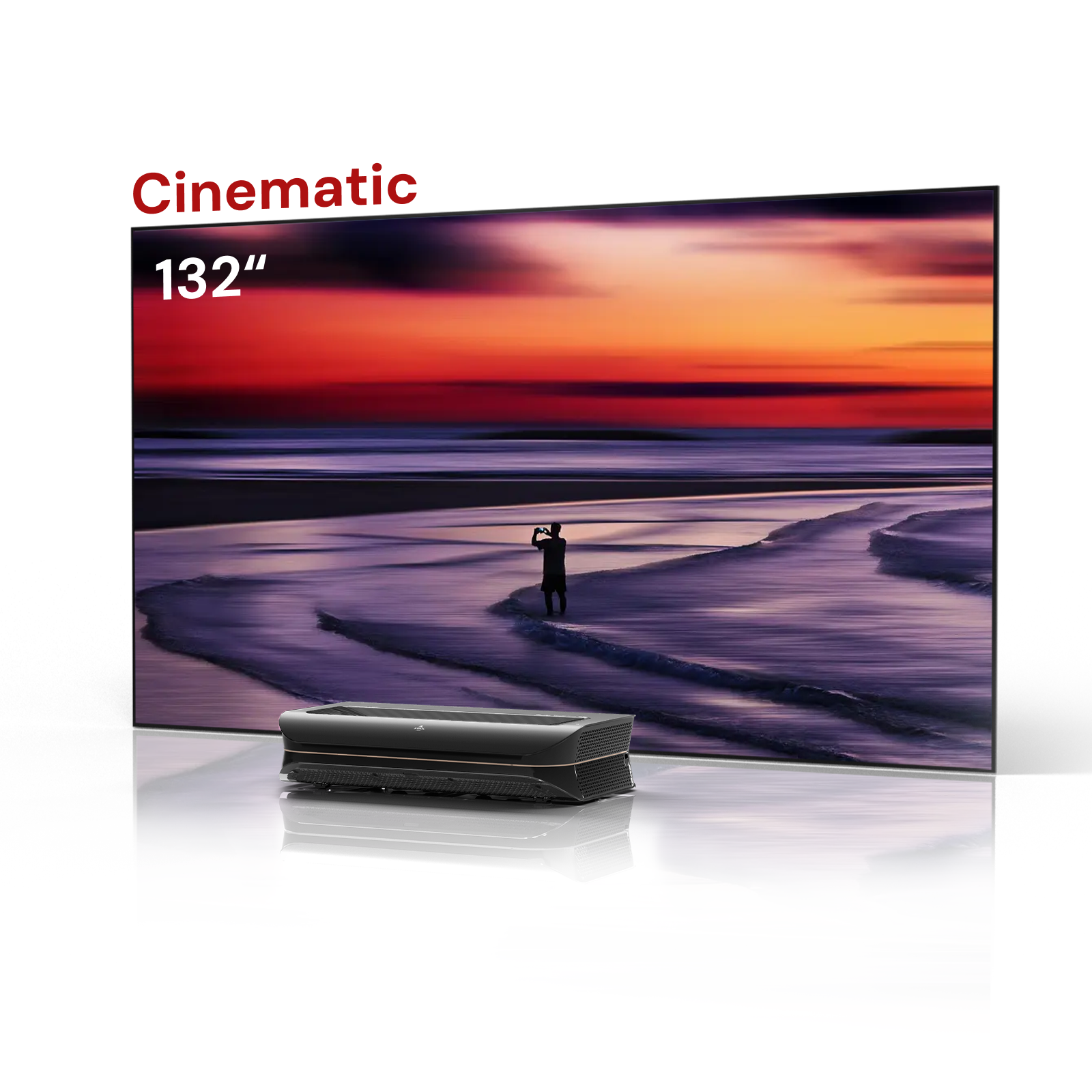 Das LTV-3000 Pro Bundle bietet mit der 132 Zoll großen Cinematic ALR Wandleinwand beeindruckende Heimkinoqualität bei großer Bildfläche.