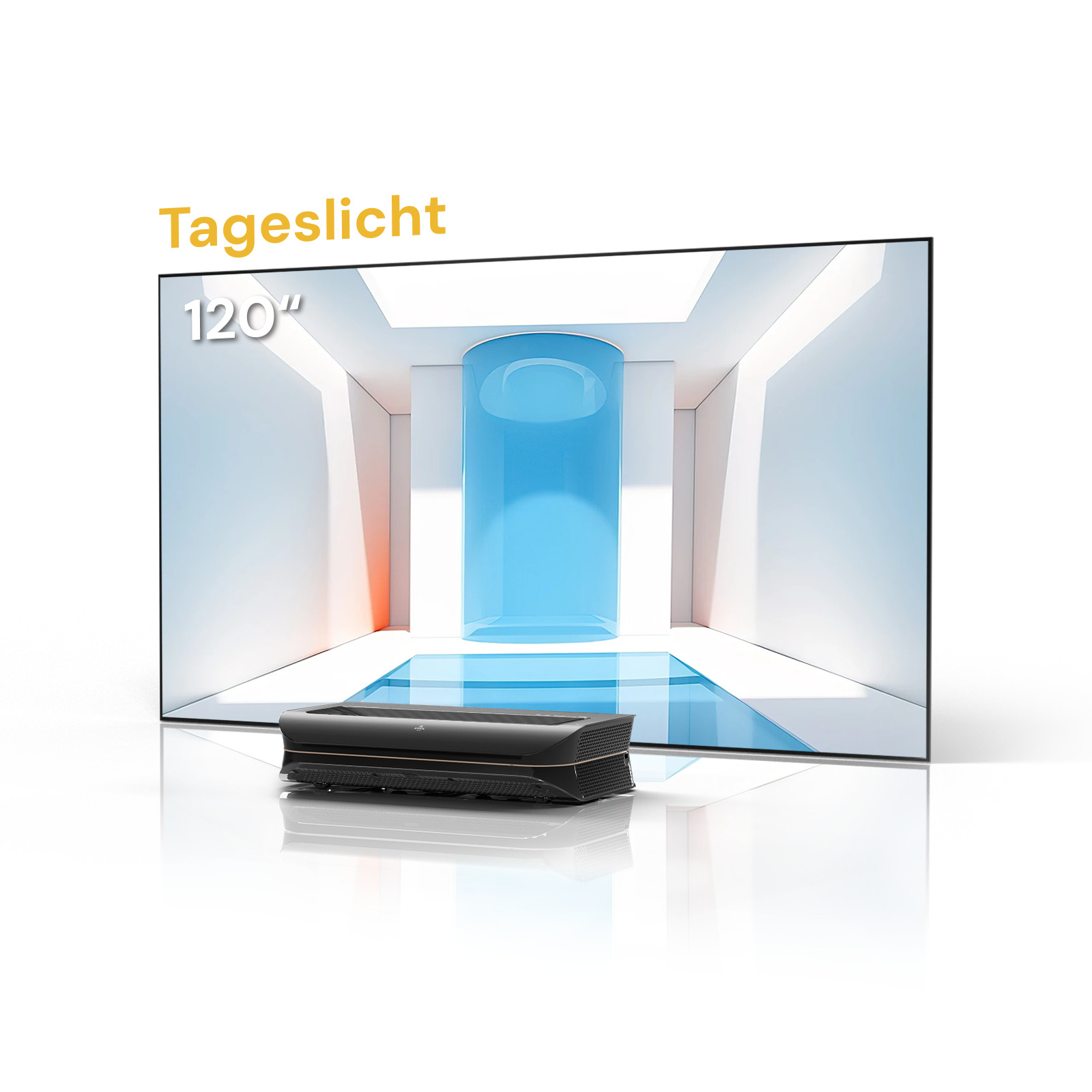 Mit der 120 Zoll Tageslicht Fresnel ALR Leinwand bietet der LTV 3000 Pro eine beeindruckende Projektion in großen und hellen Räumen.