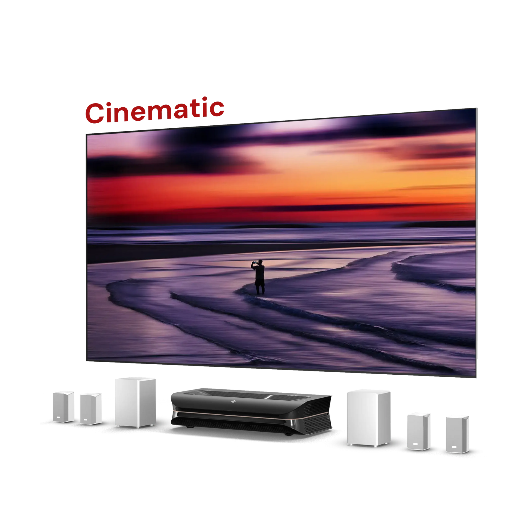 AWOL Theater 3000X mit Cinematic ALR Leinwand und Soundanlage für echtes Heimkinoerlebnis.