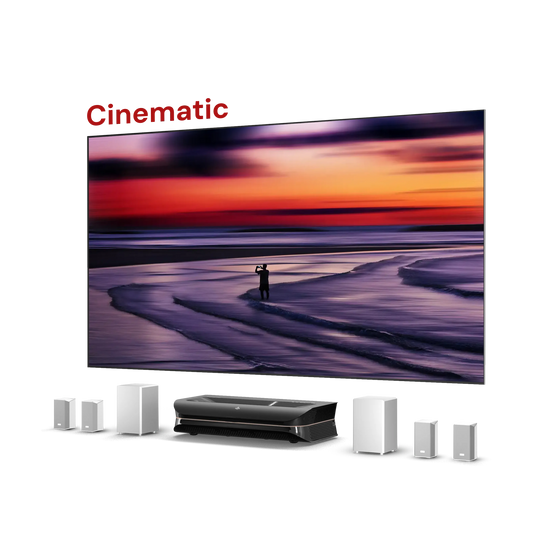 AWOL Theater 3000X mit Cinematic ALR Leinwand und Soundanlage für echtes Heimkinoerlebnis.