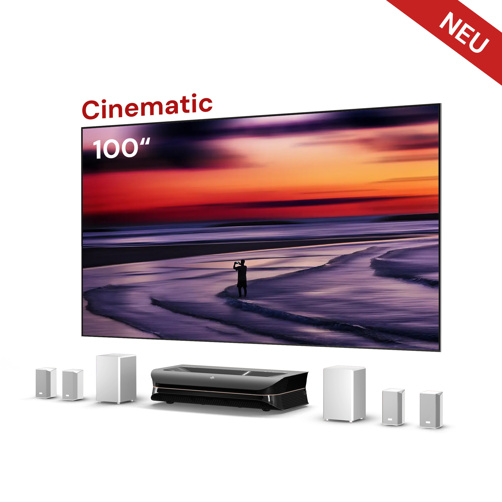 AWOL Theater 3500X Heimkino Paket mit 100″ ALR Leinwand und ThunderBeat Audio.