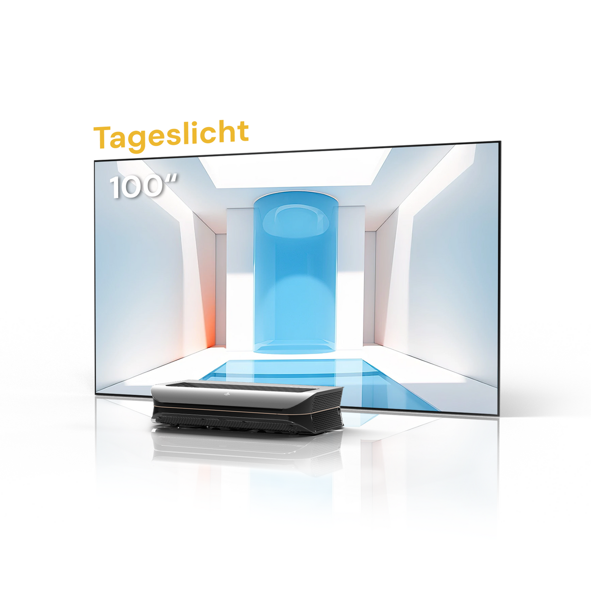 AWOL Vision 100 Zoll Beamer und Leinwand für zuhause mit Tageslicht ALR für helles Bild.