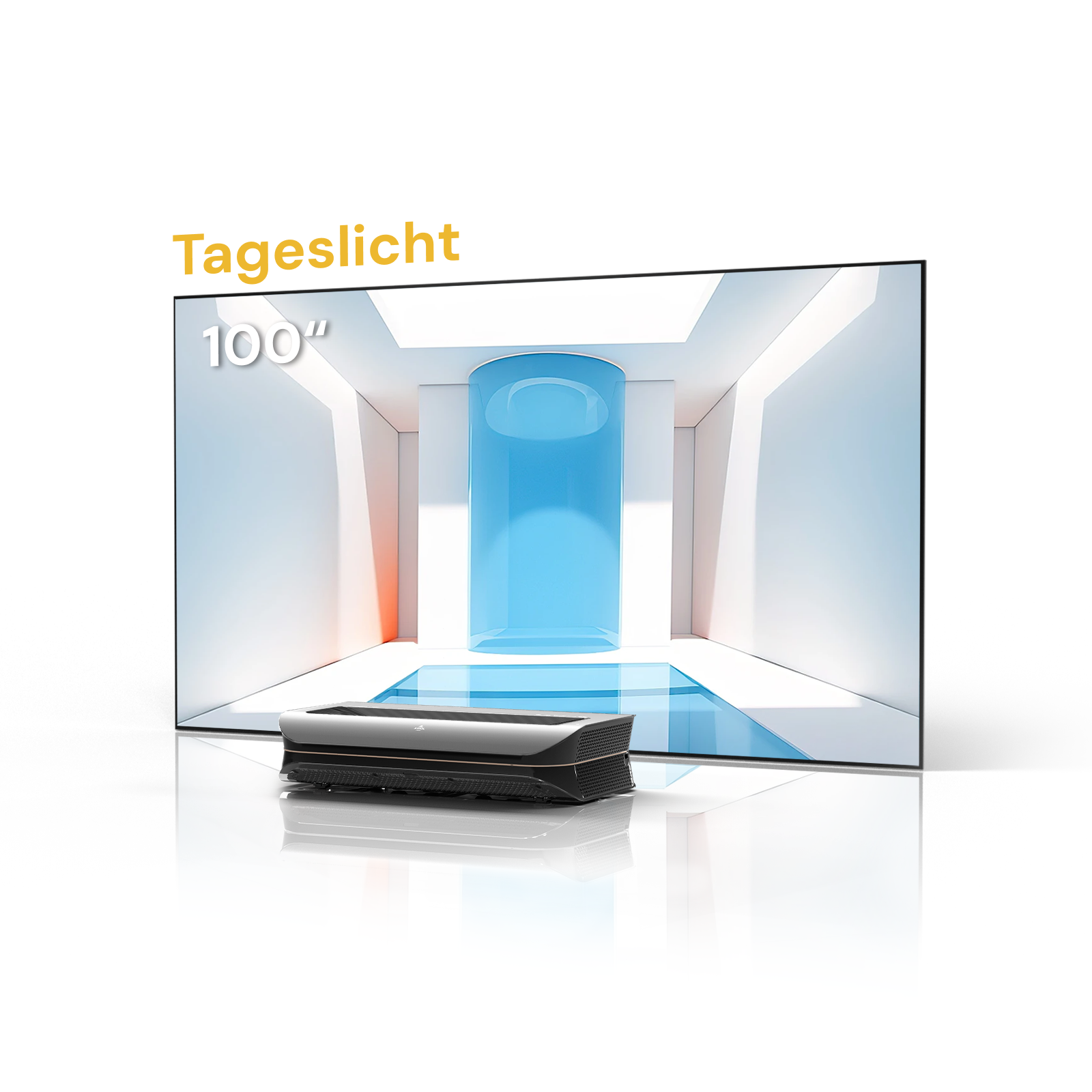AWOL Vision 100 Zoll Beamer und Leinwand für zuhause mit Tageslicht ALR für helles Bild.