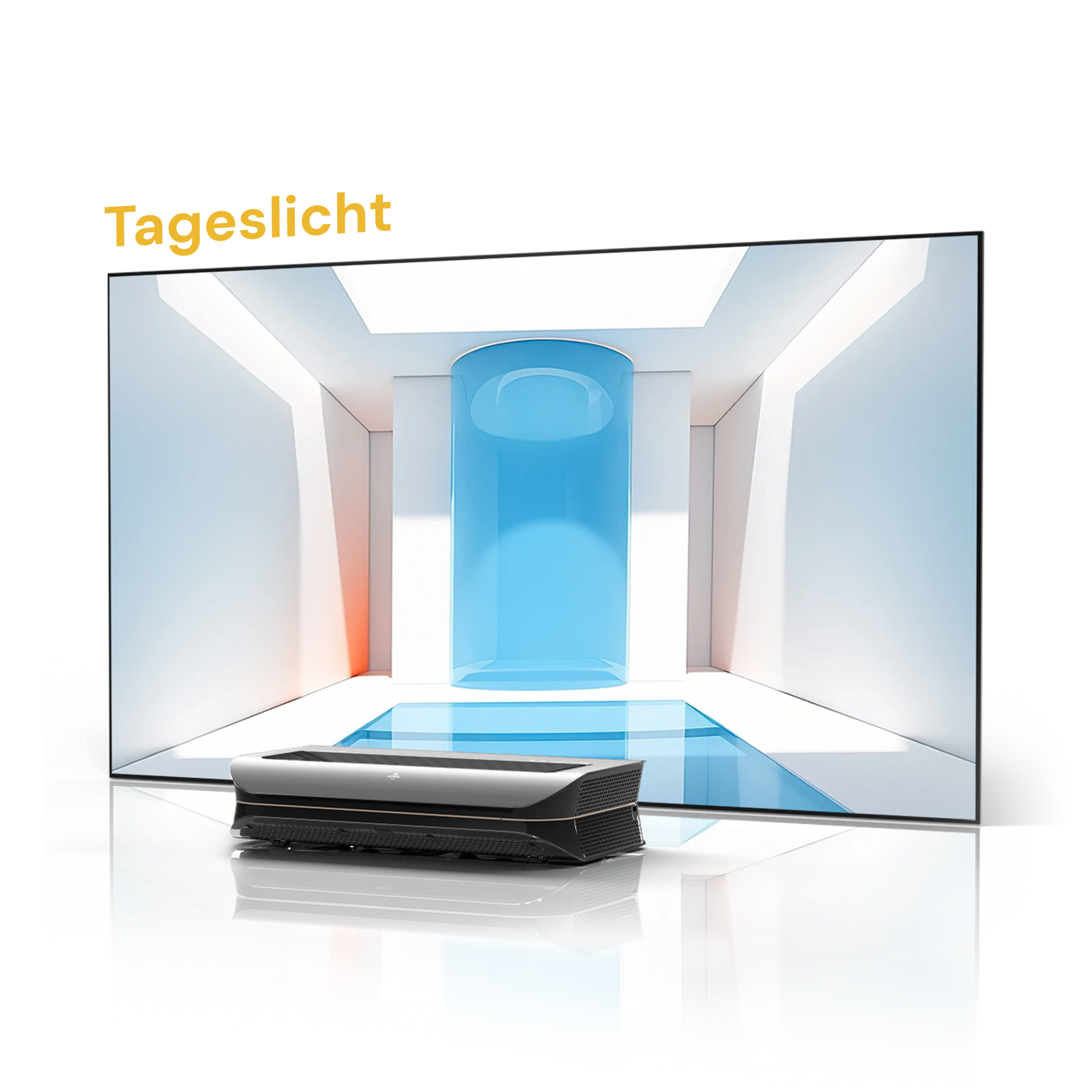 AWOL Vision Beamer und Leinwand für zuhause mit Tageslicht ALR Technologie für klare Projektion.