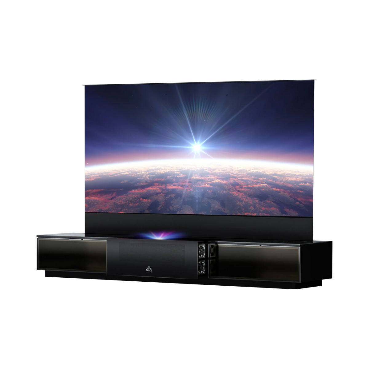 AWOL Vision Vanish Laser TV 100 Zoll ausfahrbarer Fernseher mit ALR Leinwand für Ultrakurzdistanz Beamer.