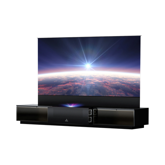AWOL Vision Vanish Laser TV 100 Zoll ausfahrbarer Fernseher mit ALR Leinwand für Ultrakurzdistanz Beamer.
