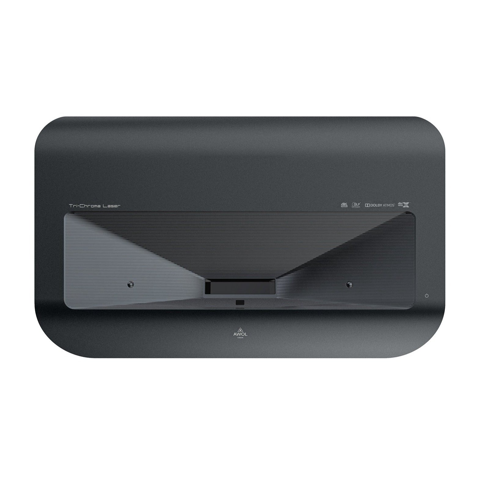LTV-3500 Pro 4K 3D RGB-Laser-Beamer von oben mit Tri-Chroma Laser Branding.
