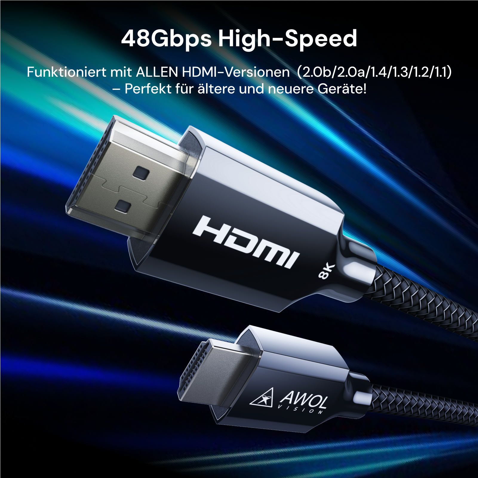 AWOL Vision 8K Ultra High Speed zertifiziertes HDMI-Kabel