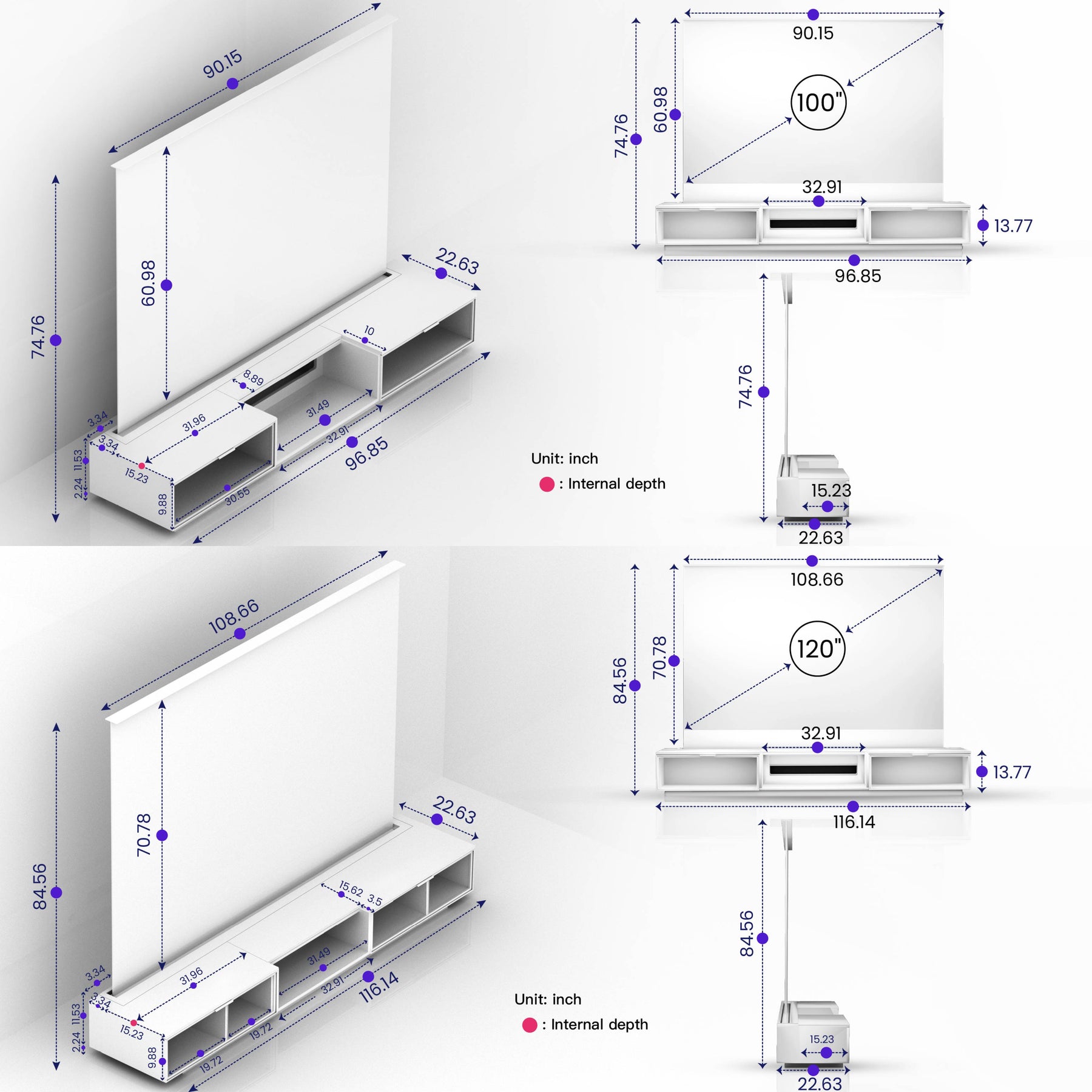 100''-120'' Vanish Laser TV