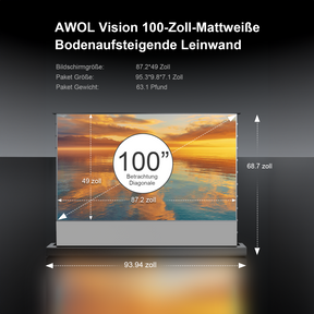 100" -120" Mattweiße Bodenaufsteigende Leinwand