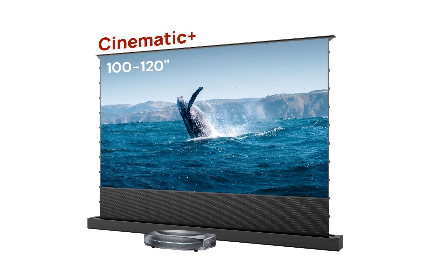 AWOL Vision Aetherion Max 4K RGB Ultrakurzdistanz Beamer im 100–120 Zoll Cinematic+ Leinwand-Paket. 