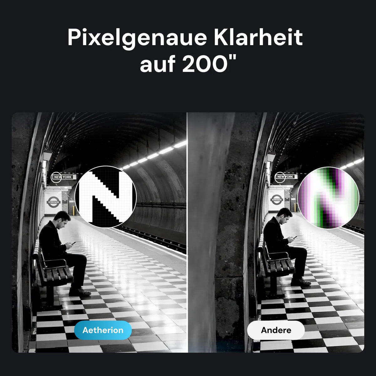 AWOL Vision Aetherion Max 4K RGB Laser Ultrakurzdistanz Beamer mit PixelLock für pixelgenaue Klarheit auf 200 Zoll.