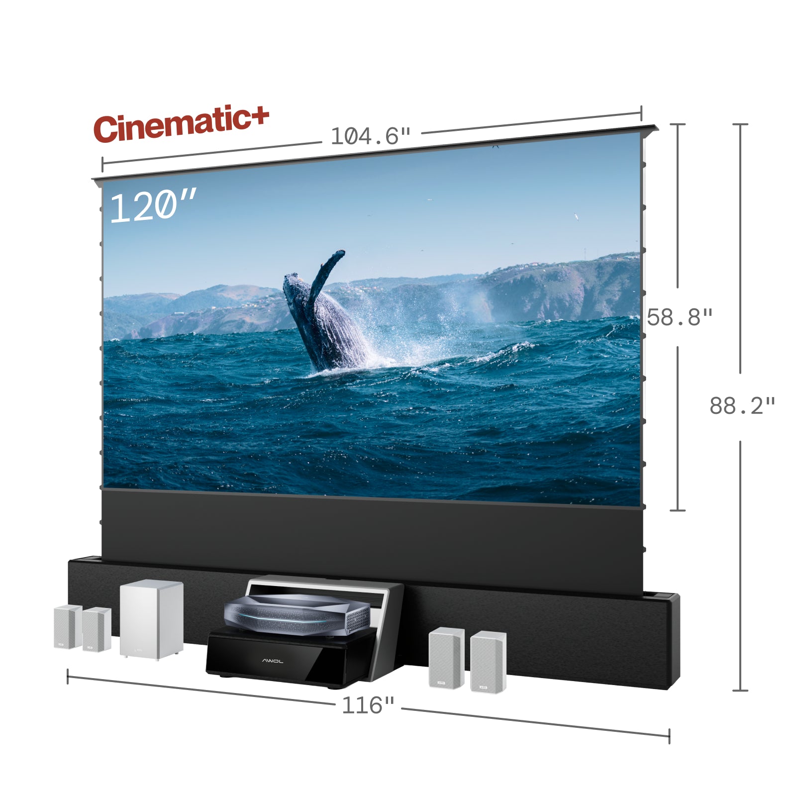 Aetherion Max+120'' Motorisierte Bodenleinwand+120'' Station Paket+ 4.1.2 ThunderBeat