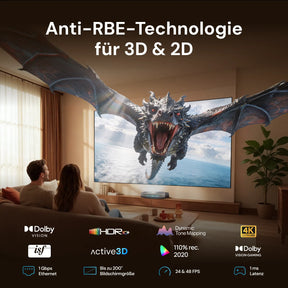Aetherion Pro + 100''–200'' CineContrast Fixed-Frame Screen in Soft Gray