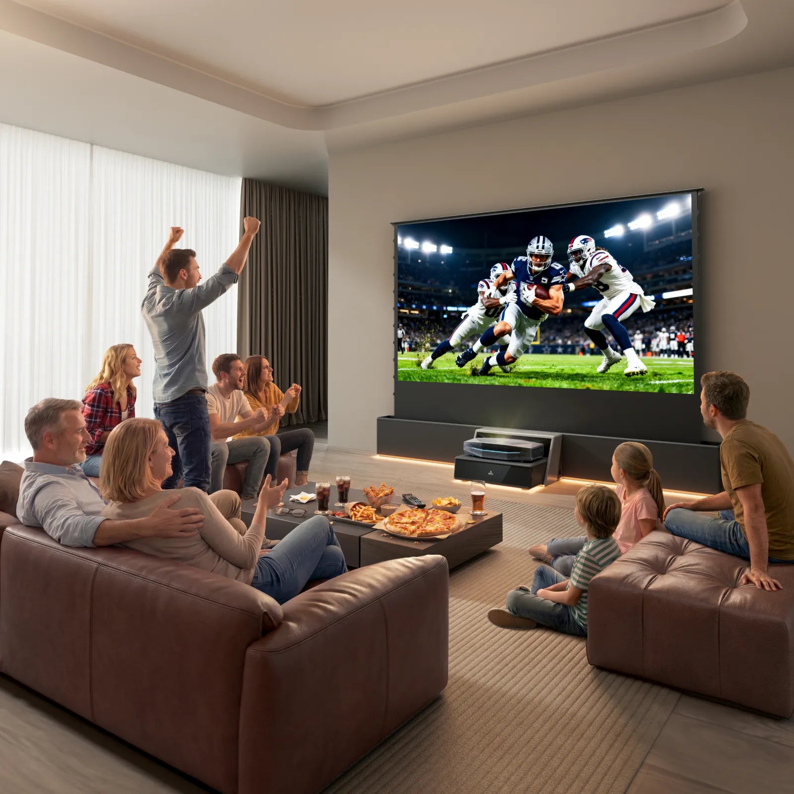 Aetherion Pro + 100''–200'' CineContrast Fixed-Frame Screen in Soft Gray