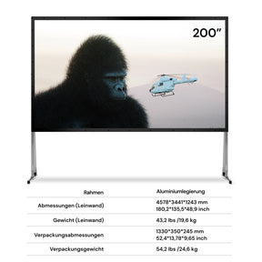 120‘’-200‘’ Awol Vision Tragbare faltbare Mattweiße Leinwand für den Außenbereich