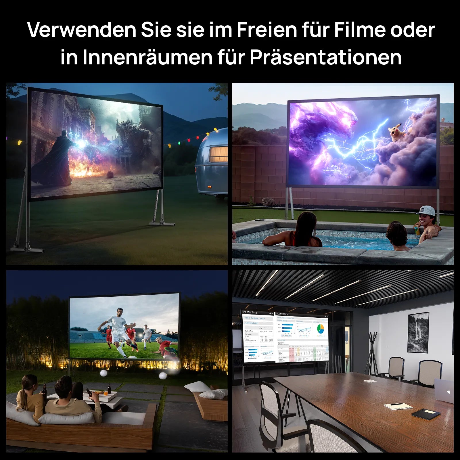 120‘’-200‘’ Awol Vision Tragbare faltbare Mattweiße Leinwand für den Außenbereich