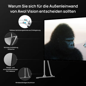 120‘’-200‘’ Awol Vision Tragbare faltbare Mattweiße Leinwand für den Außenbereich