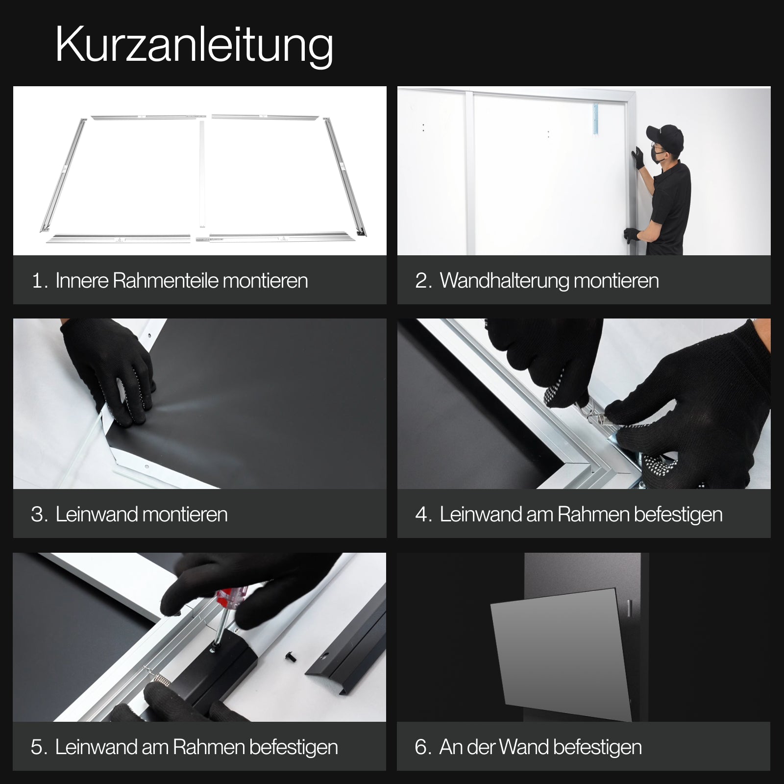 100''–200'' CineContrast Fixed-Frame-Leinwand in Soft-Grau