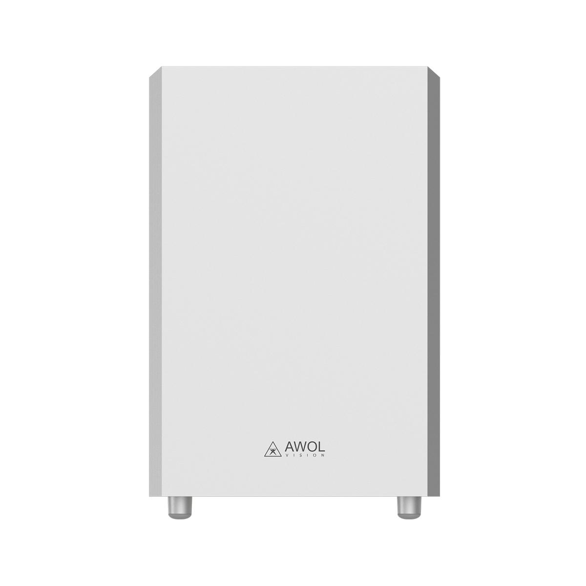 AWOL Vision aktiver Subwoofer in Weiß für kabelloses Heimkino Surround‑Sound‑System mit kraftvollem Bass.