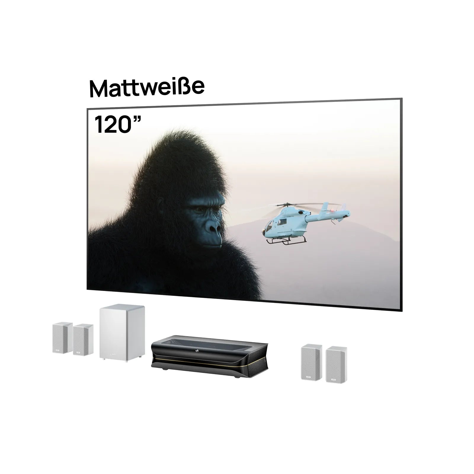 LTV-3000 Pro + 100''-120'' Mattweißer Leinwand + ThunderBeat