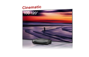 AWOL Vision Aetherion Pro 4K RGB Ultrakurzdistanz Beamer mit 100–120 Zoll Cinematic ALR Leinwand für flexible Heimkino-Projektion.